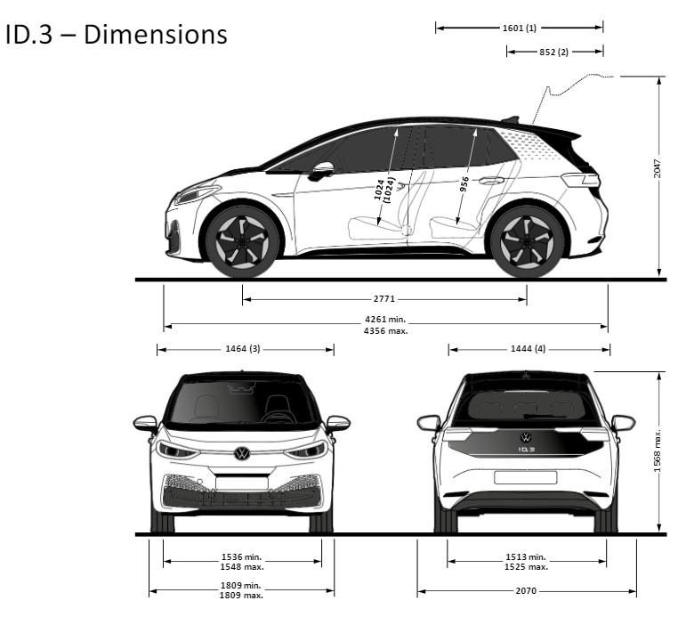 Dimensions Volkswagen ID.3